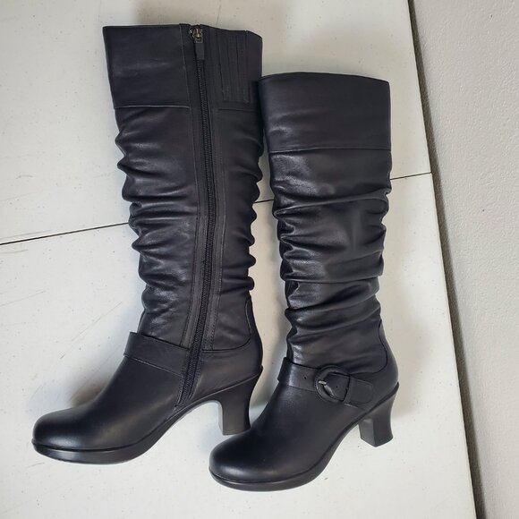 Dansko' Brinkley' Black Ruched Nappa Leather Knee-High Boots EUR 37 (6.5-7 US) - Picture 6 of 15